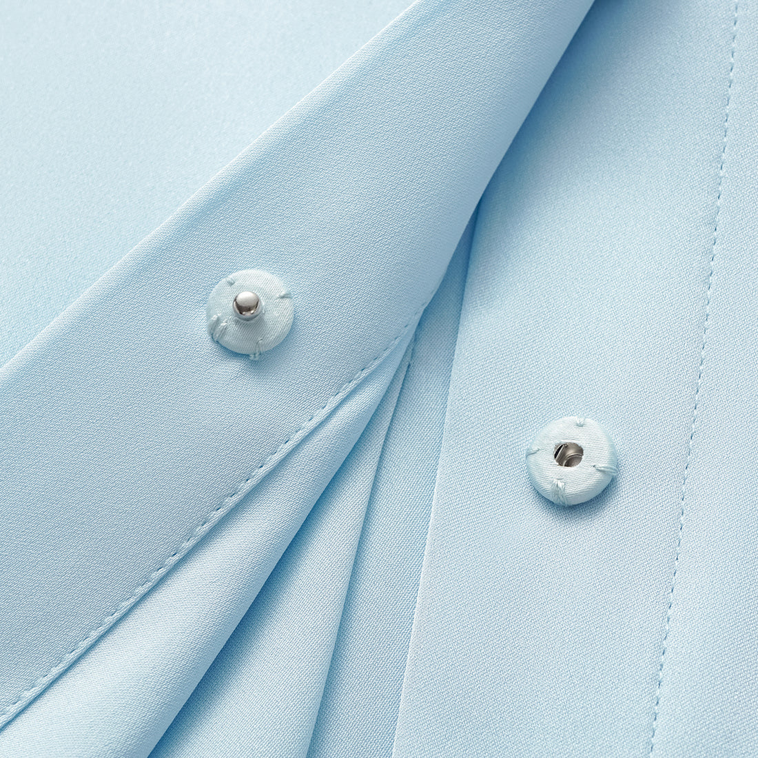 "Lazily in the Spring" 100% mulberry silk chiffon three-dimensional tailoring Chinese style blouse - sky blue