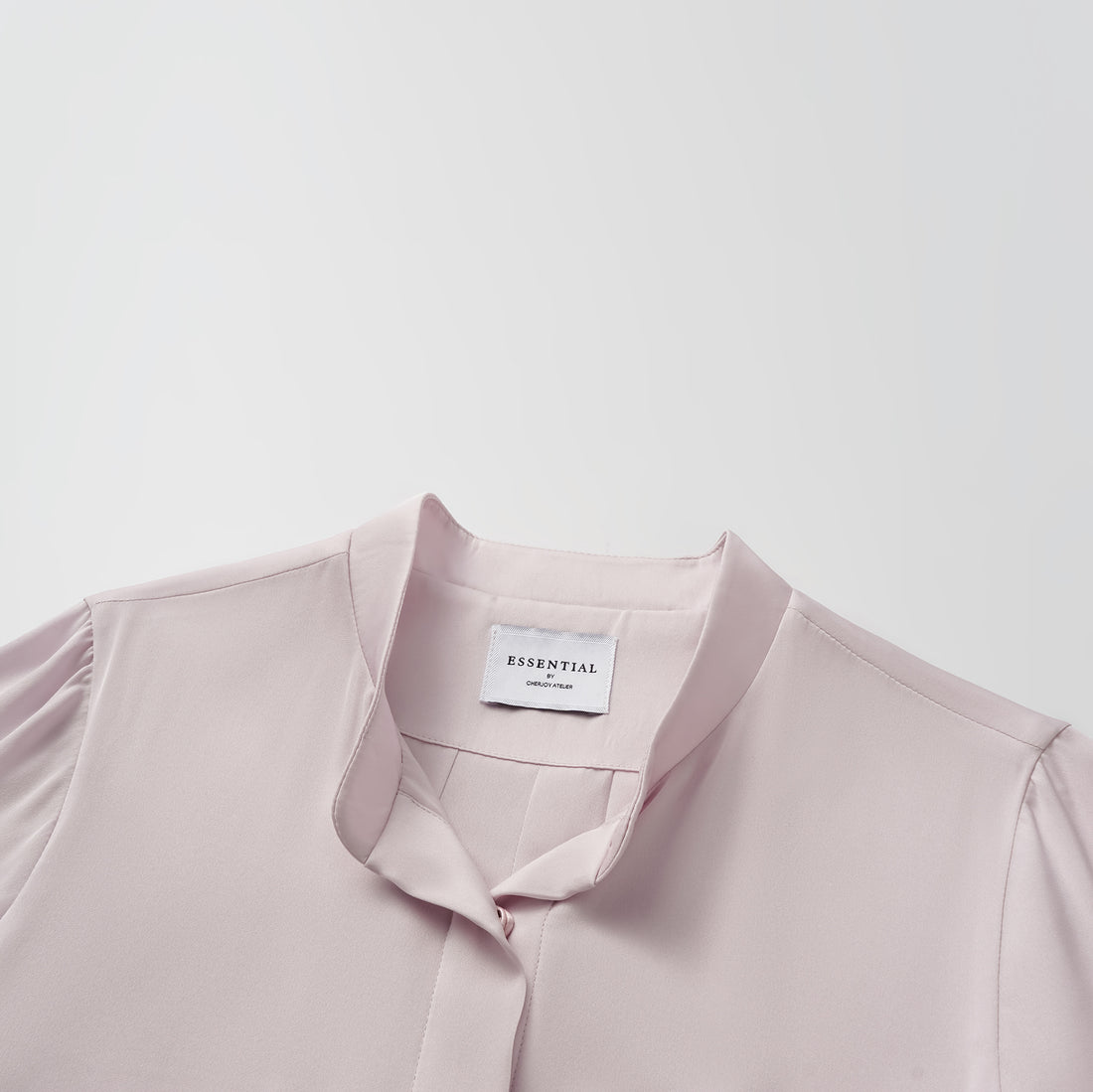 "Lazily in the Spring" 100% mulberry silk chiffon three-dimensional tailoring Chinese style blouse - cherry blossom pink