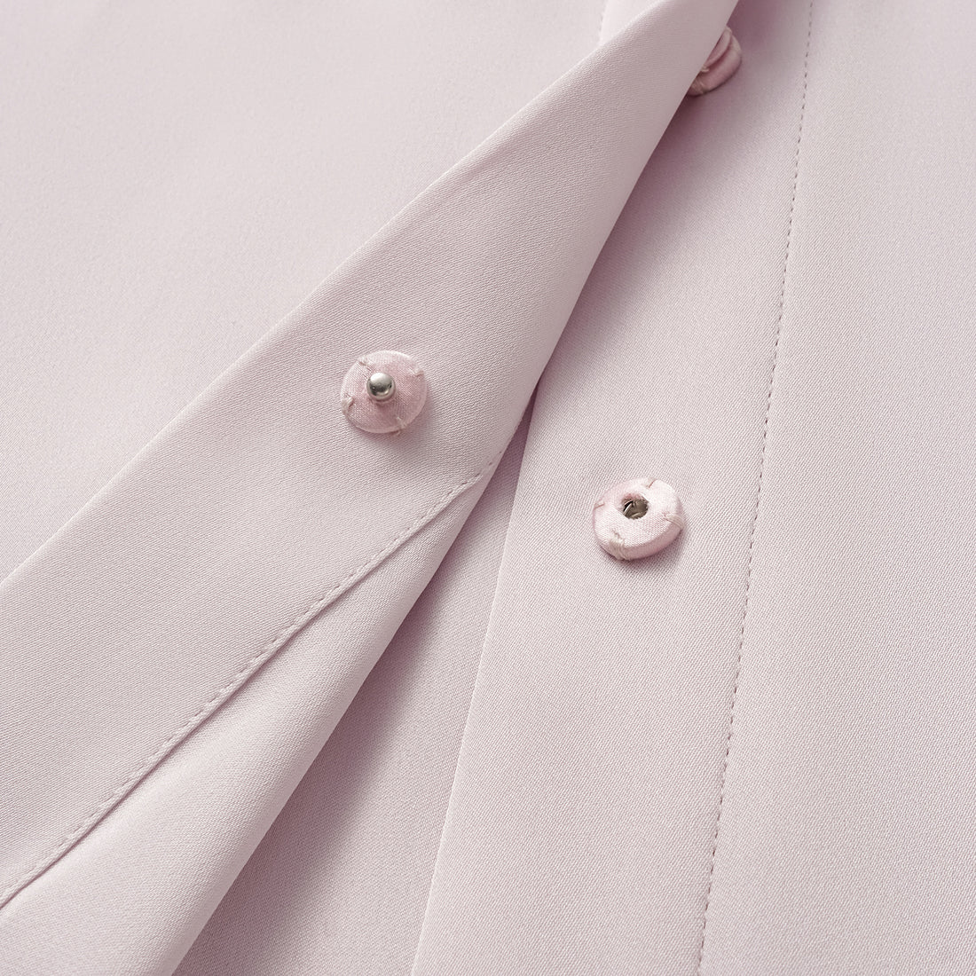 "Lazily in the Spring" 100% mulberry silk chiffon three-dimensional tailoring Chinese style blouse - cherry blossom pink
