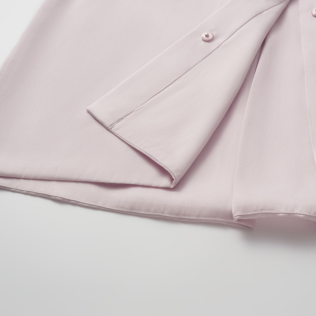 "Lazily in the Spring" 100% mulberry silk chiffon three-dimensional tailoring Chinese style blouse - cherry blossom pink