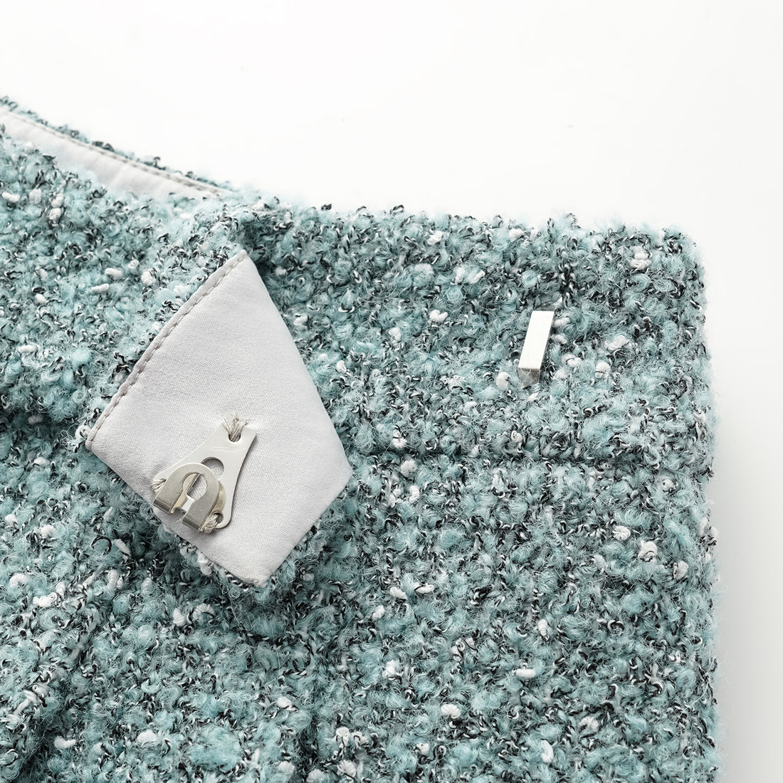 "Chelsea Citywalk." Italian Textured Tweed Shorts—Glacier Dream