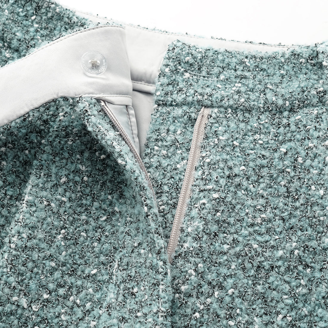 "Chelsea Citywalk." Italian Textured Tweed Shorts—Glacier Dream