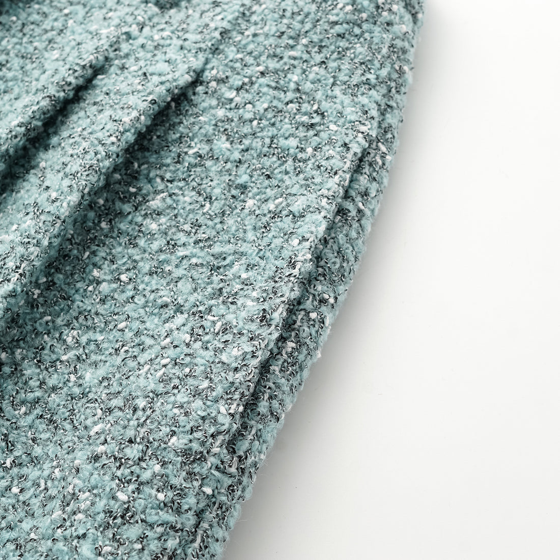 "Chelsea Citywalk." Italian Textured Tweed Shorts—Glacier Dream