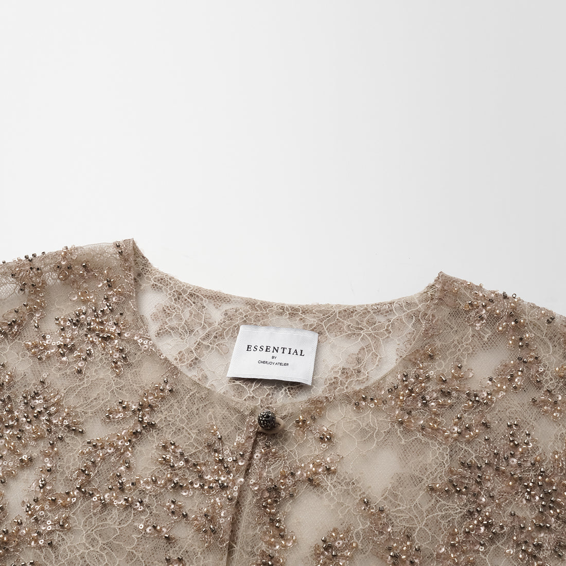 "Tea Banquet" Luxury Beaded Lace Light Chinese Style Cape Jacket - Gold