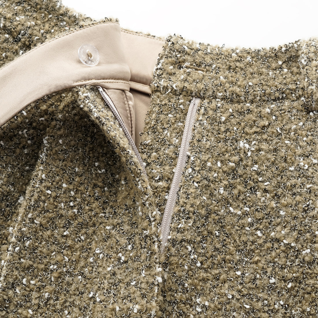 "Chelsea Citywalk." Italian Textured Tweed Shorts—Amber Moss