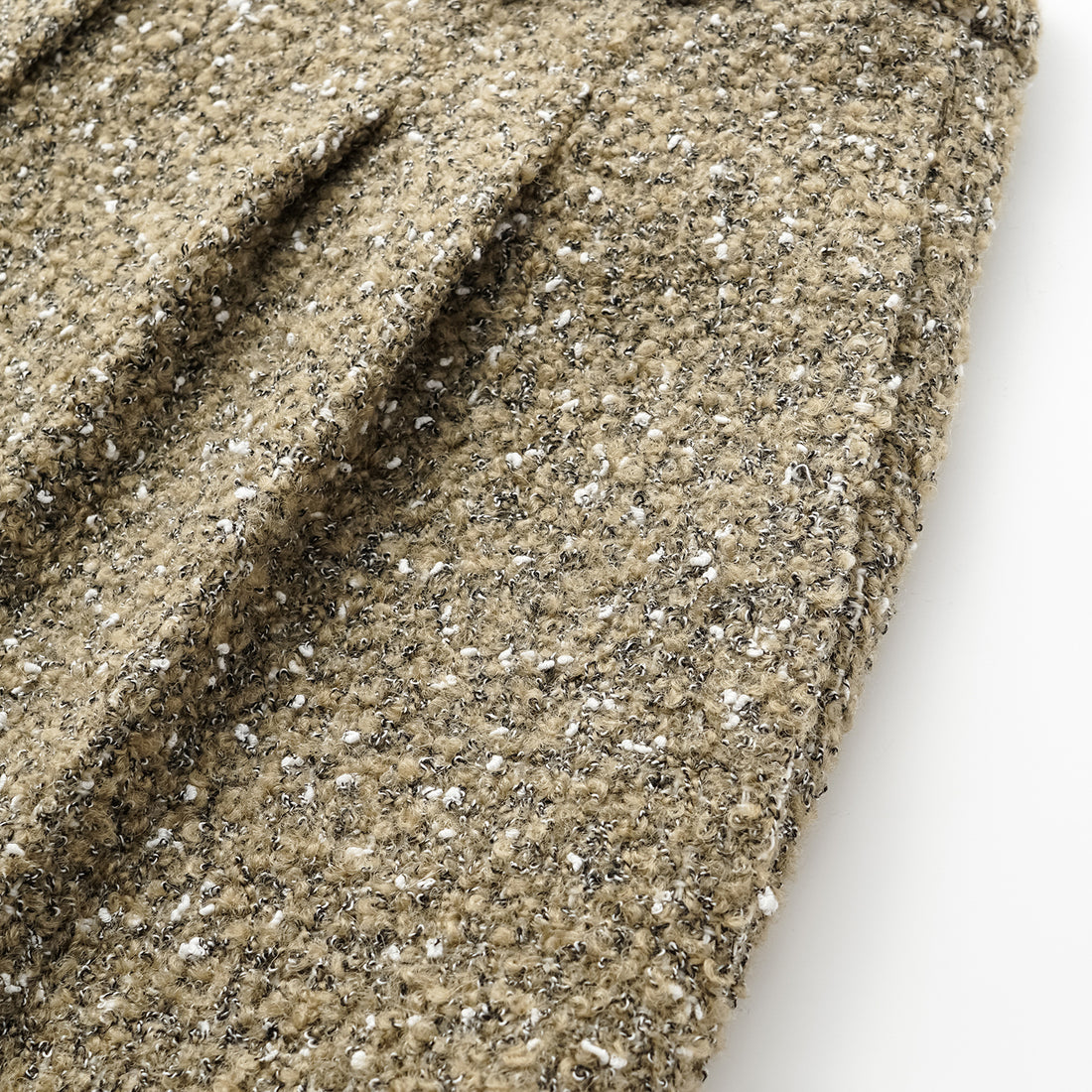 "Chelsea Citywalk." Italian Textured Tweed Shorts—Amber Moss
