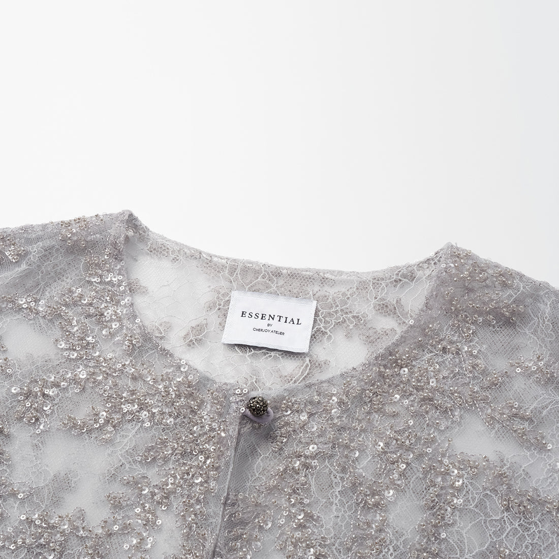"Tea Banquet" Luxury Beaded Lace Light Chinese Style Cape Jacket - Silver