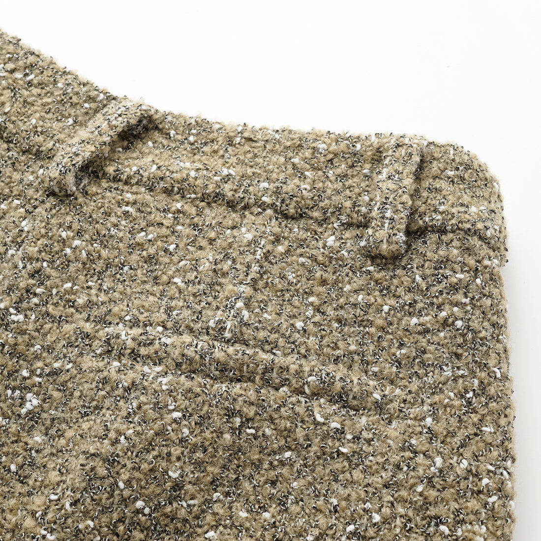 "Chelsea Citywalk." Italian Textured Tweed Shorts—Amber Moss