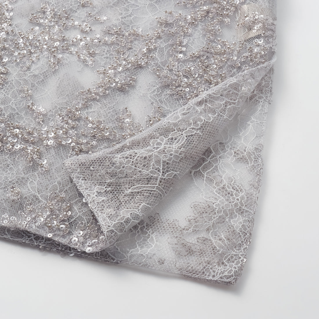 "Tea Banquet" Luxury Beaded Lace Light Chinese Style Cape Jacket - Silver