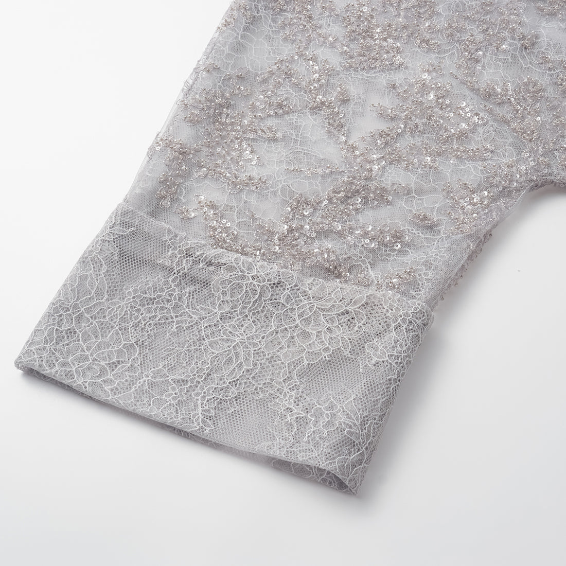 "Tea Banquet" Luxury Beaded Lace Light Chinese Style Cape Jacket - Silver