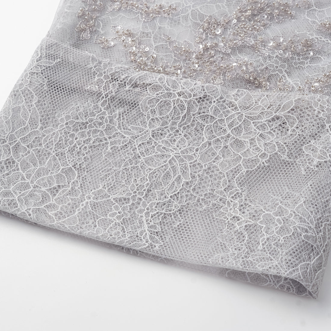 "Tea Banquet" Luxury Beaded Lace Light Chinese Style Cape Jacket - Silver