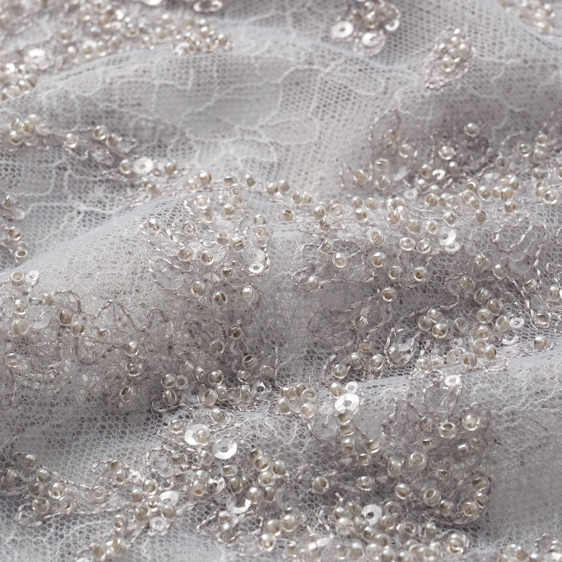 "Tea Banquet" Luxury Beaded Lace Light Chinese Style Cape Jacket - Silver