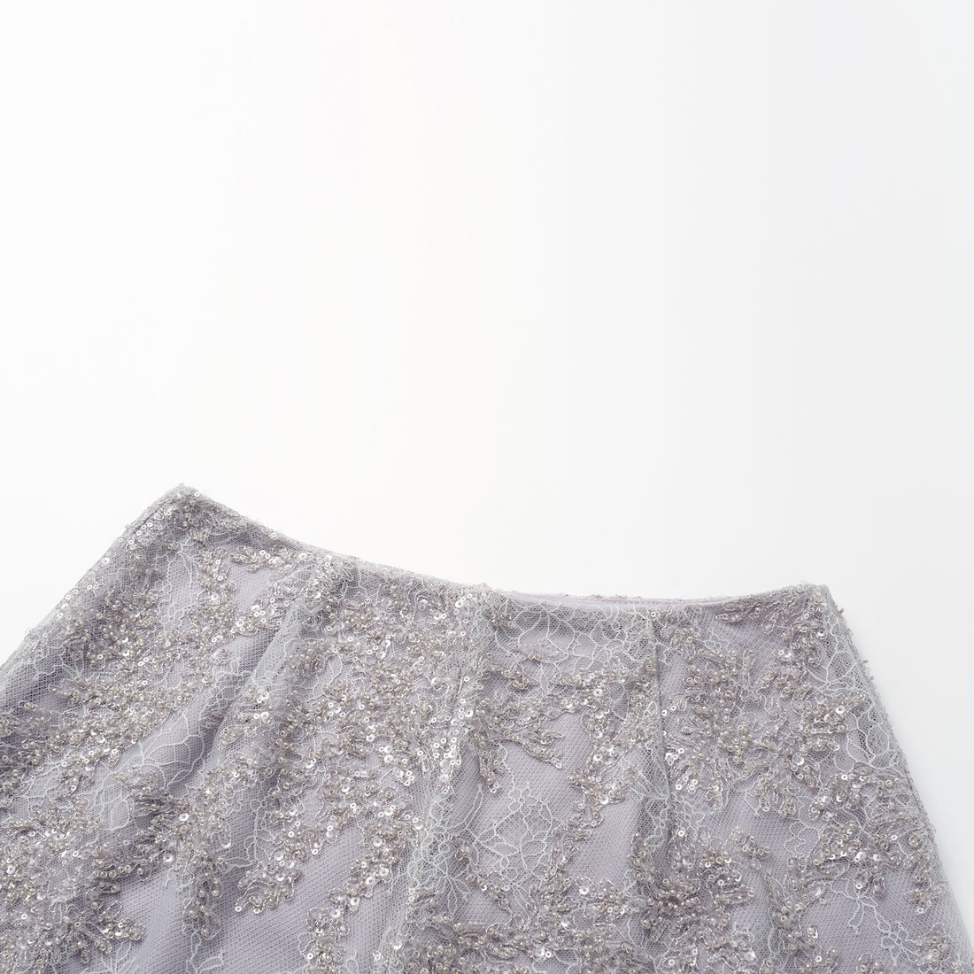 "Tea Banquet" Luxury Beaded Lace Shorts - Silver