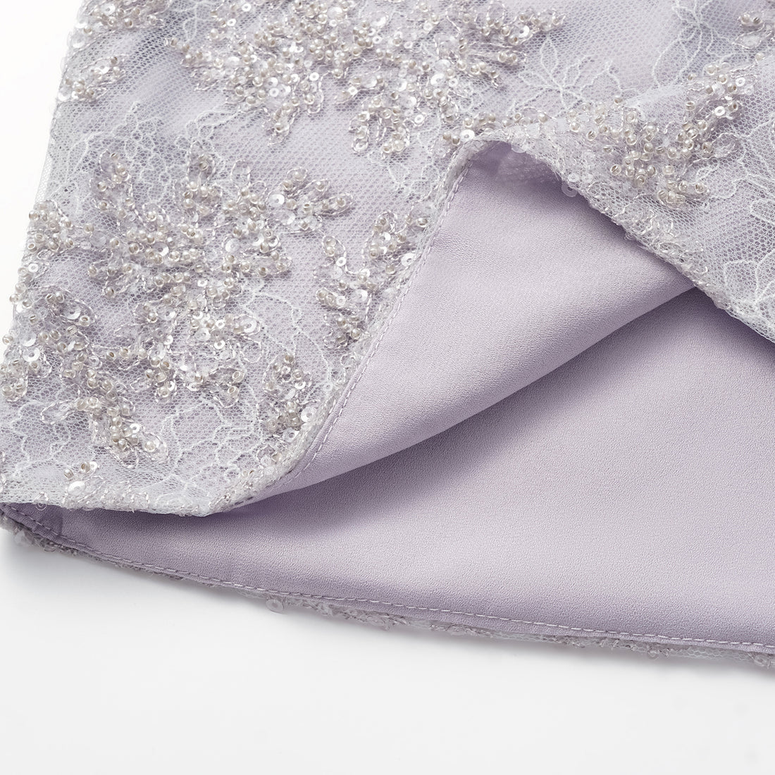 "Tea Banquet" Luxury Beaded Lace Shorts - Silver