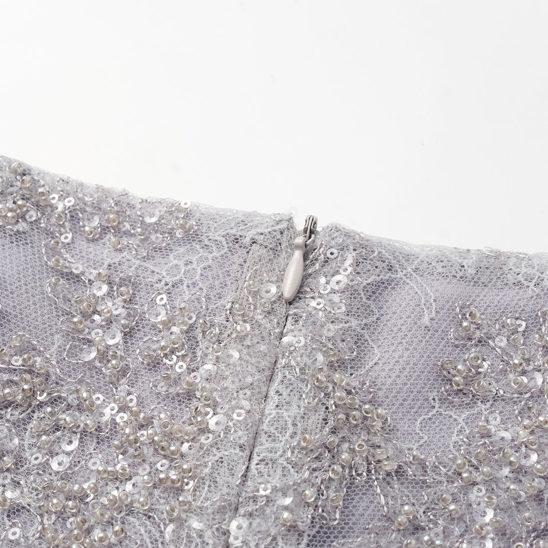 "Tea Banquet" Luxury Beaded Lace Shorts - Silver