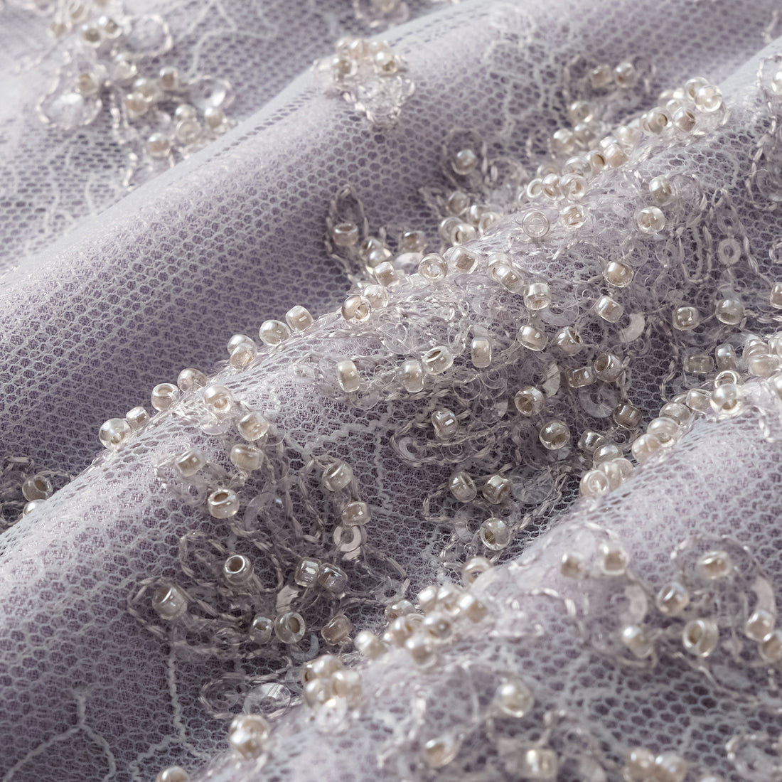 "Tea Banquet" Luxury Beaded Lace Shorts - Silver