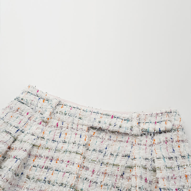 "Winter Versailles" Tweed Shorts—Fruit Mille Crepe