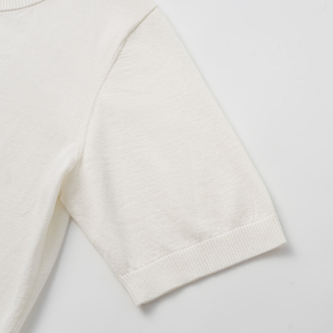 "Summer Diary" Cool Triacetate Cashmere Knit Short Sleeve Cardigan—PURE