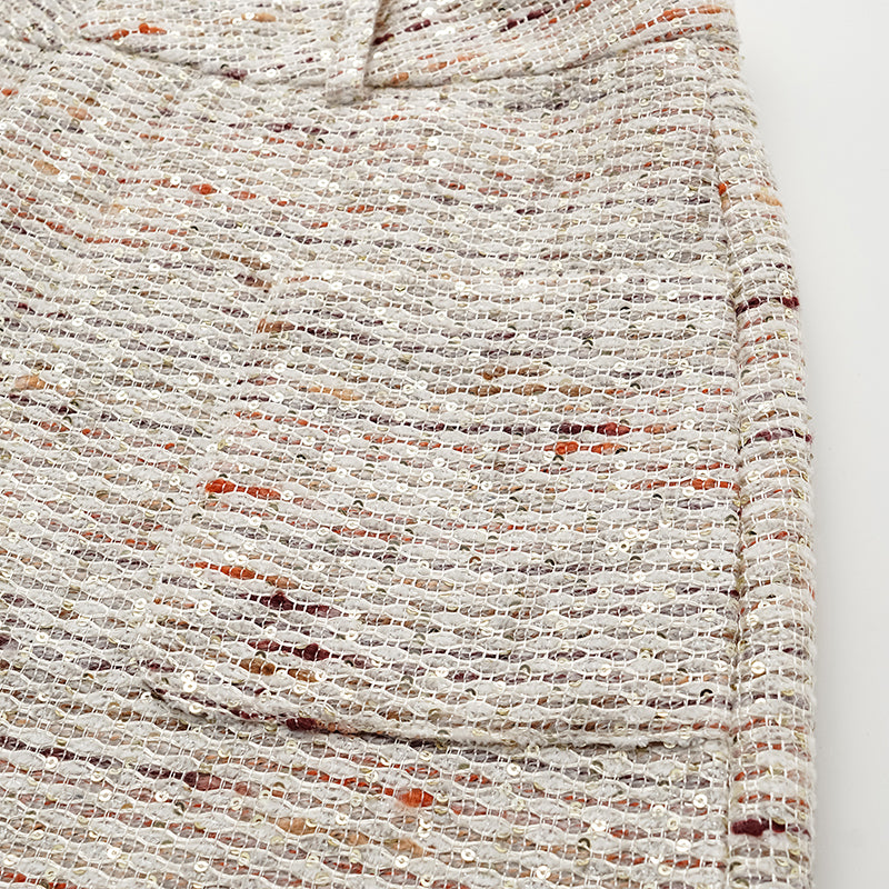 "Oxford Autumn Elegance" Tweed Wide Pants - White and Multicolor