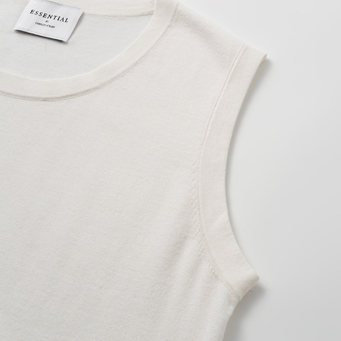 "Summer Diary" Cool Triacetate Cashmere Knit Vest—PURE