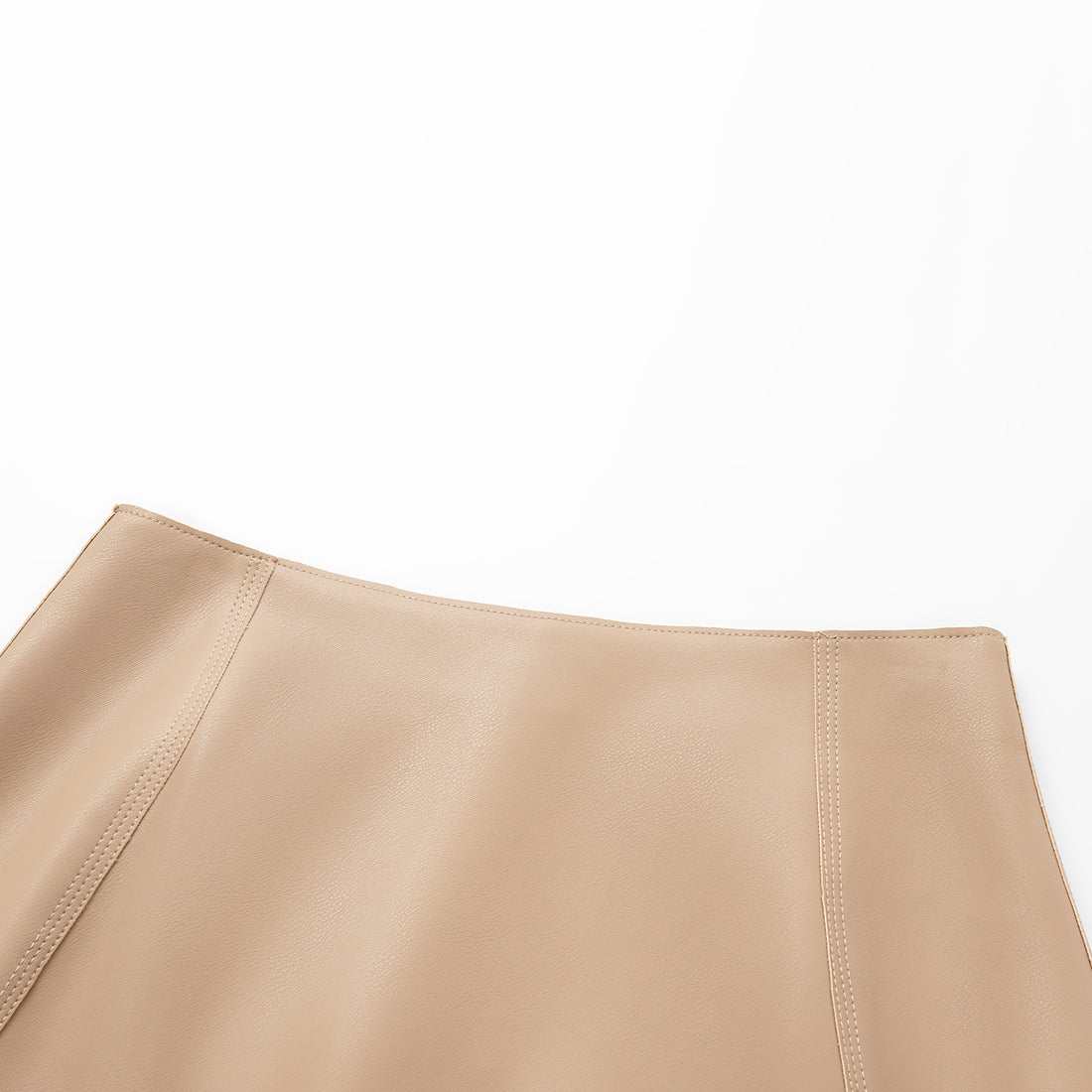 "Easy-go Chic" Vegan Leather Cut Pencil Skirt - Nude