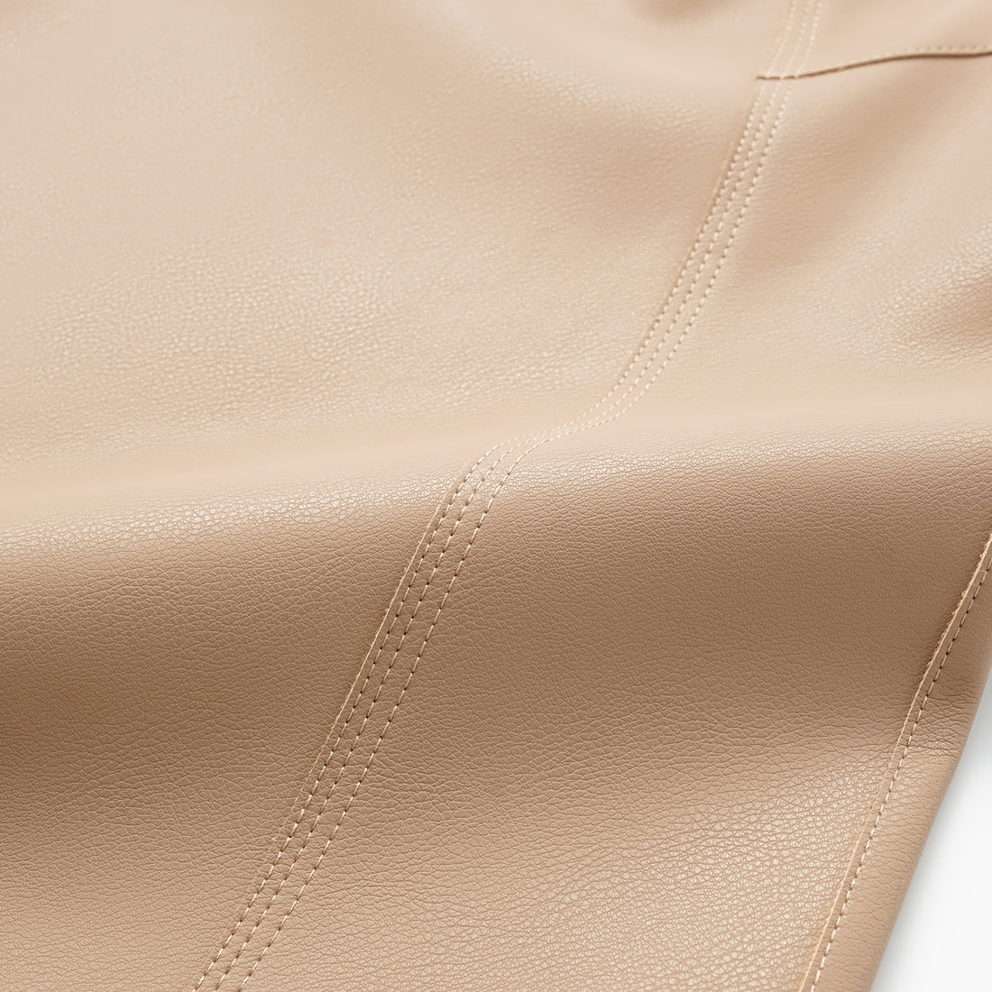 "Easy-go Chic" Vegan Leather Cut Pencil Skirt - Nude