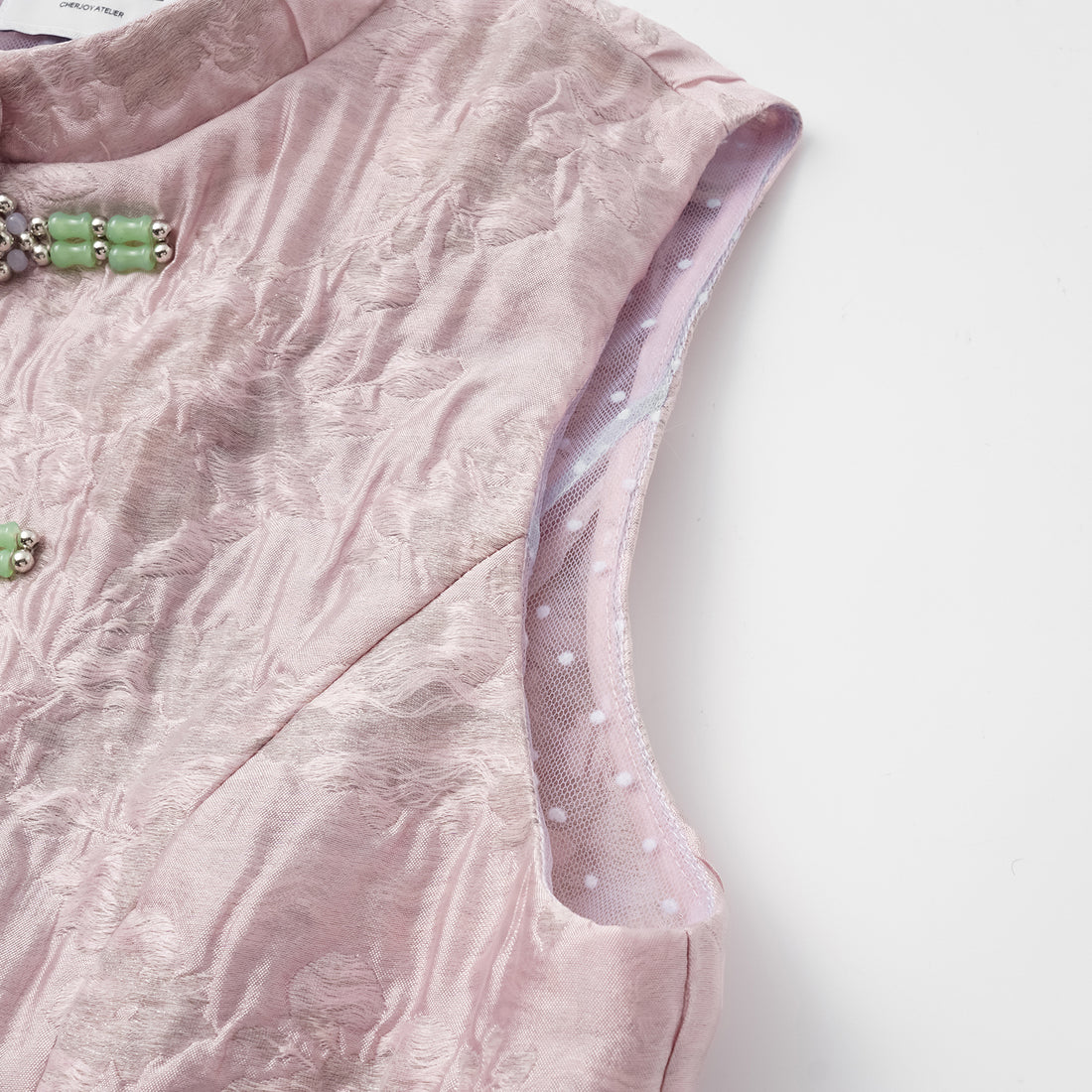 "Spring" Ice Crystal Jacquard Light Chinese Style Vest - Rose Dew