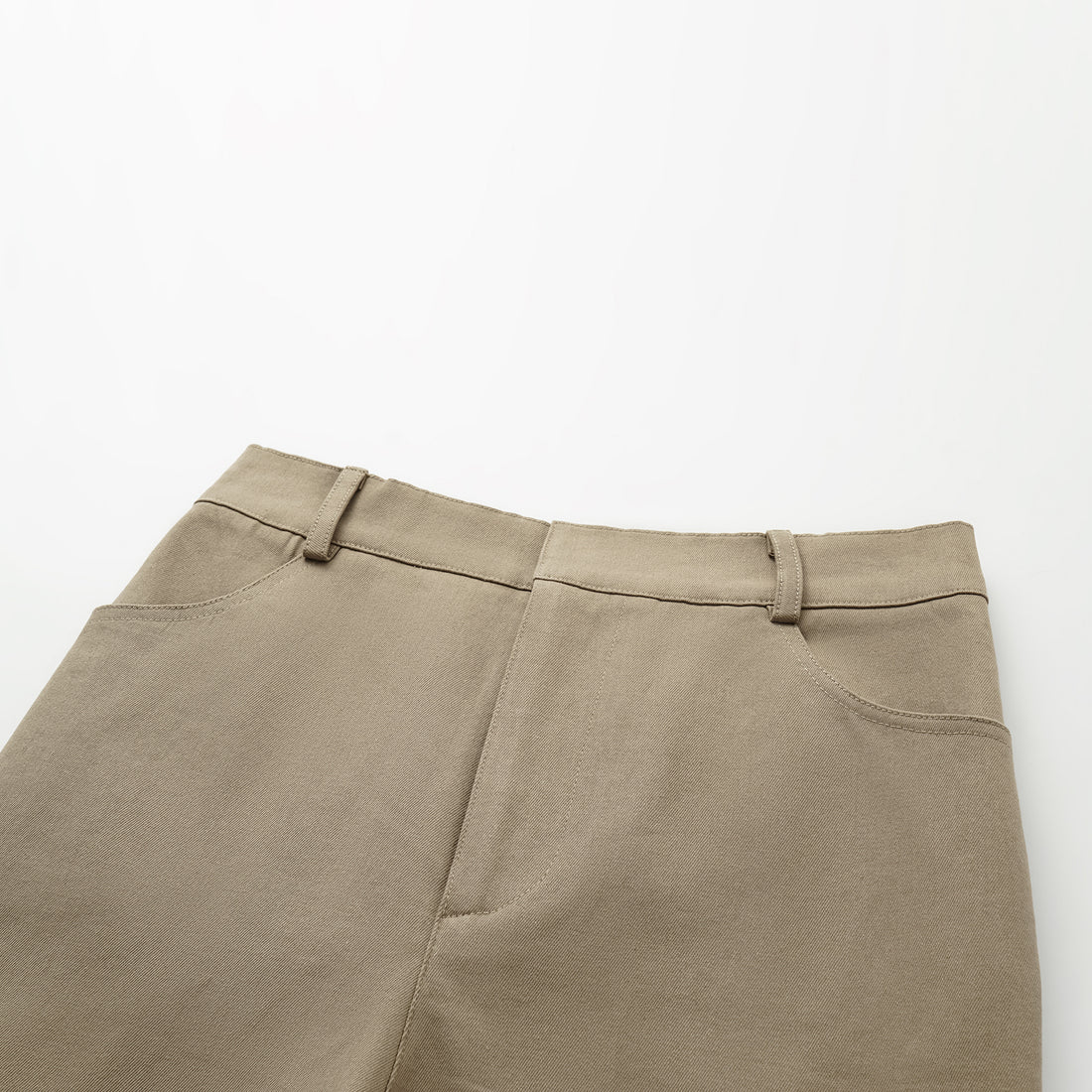 "Easy-go Chic" Premium High Stretch Cotton Denim Cropped Pants - Khaki