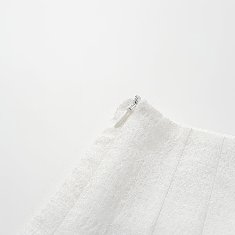 "Easy go Chic" Waffle Shoulder Pad Shirt/Shorts Set - White