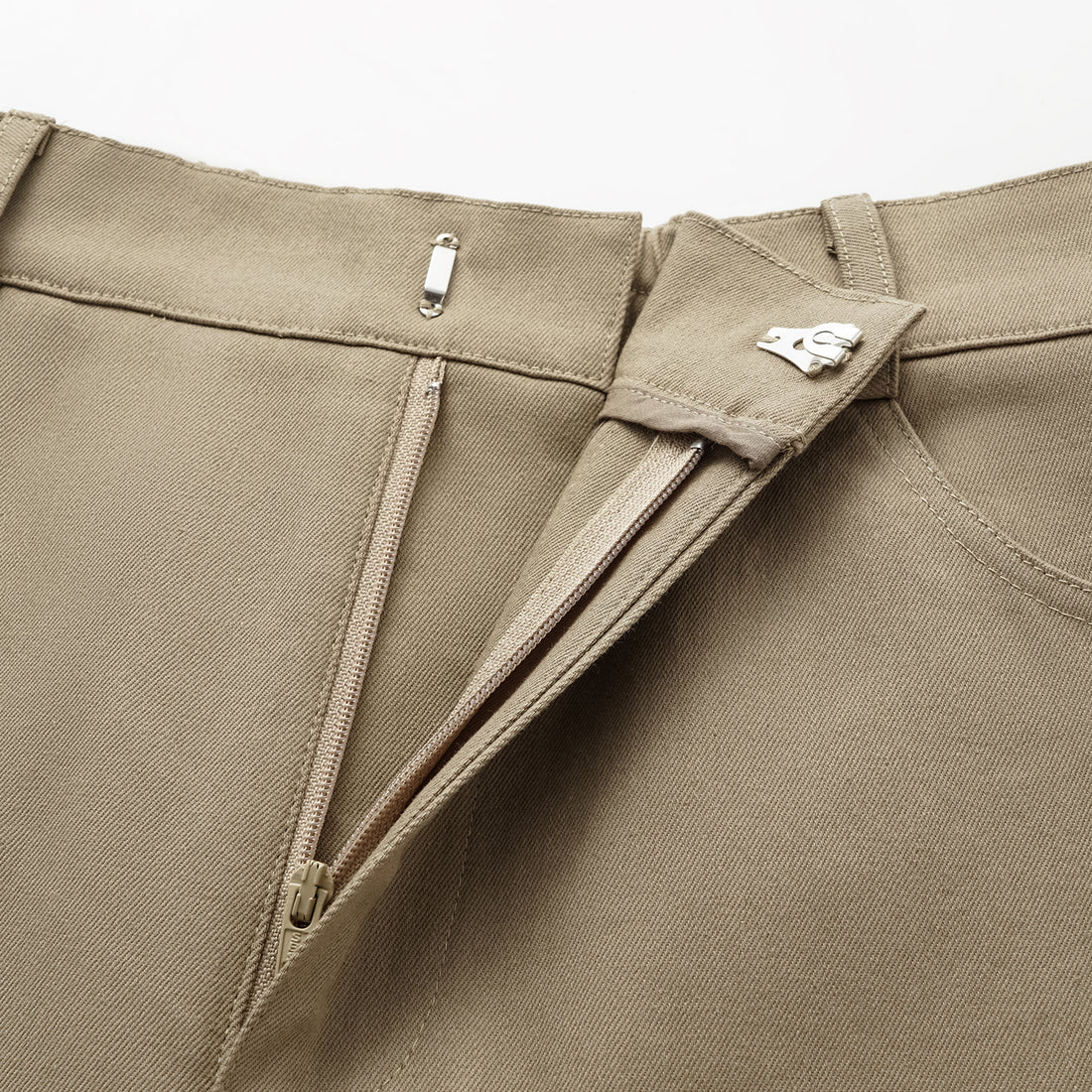 "Easy-go Chic" Premium High Stretch Cotton Denim Cropped Pants - Khaki
