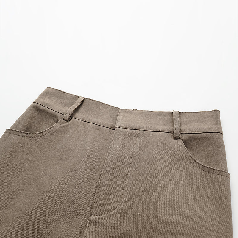 "Easy-go Chic" Premium High Stretch Cotton Denim Cropped Pants - Biscuits