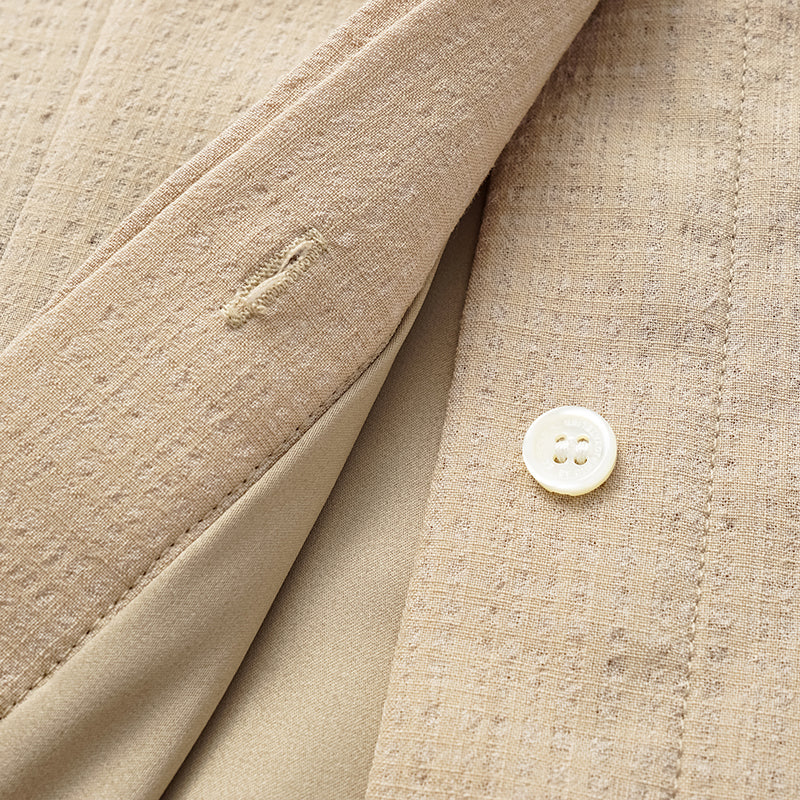 "Easy go Chic" Waffle Shoulder Pad Shirt/Shorts Set - Camel