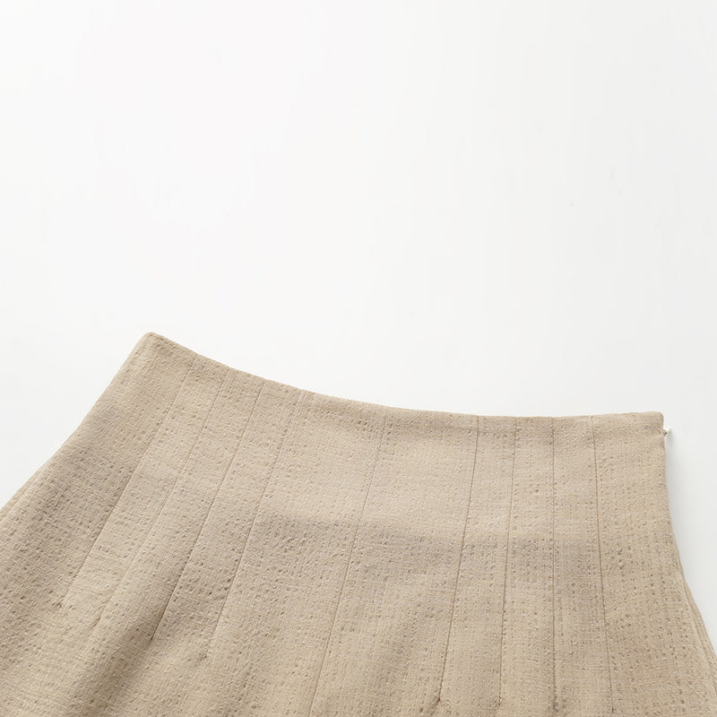 "Easy go Chic" Waffle Shoulder Pad Shirt/Shorts Set - Camel