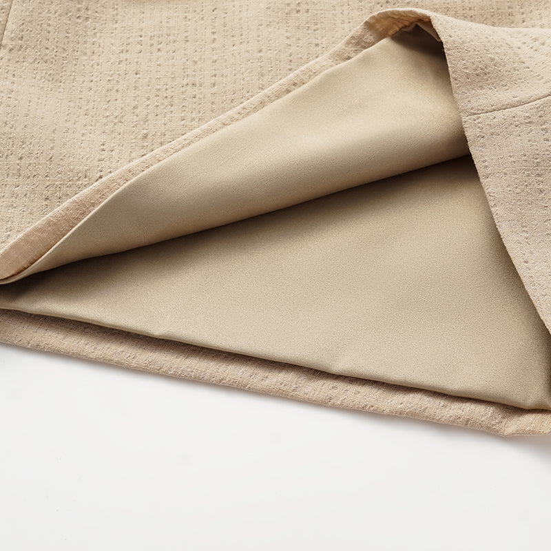 "Easy go Chic" Waffle Shoulder Pad Shirt/Shorts Set - Camel