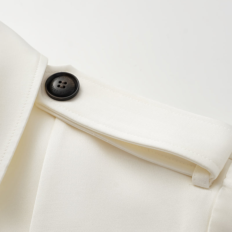 "London Everyday" Acetate Satin Long Trench Coat - White