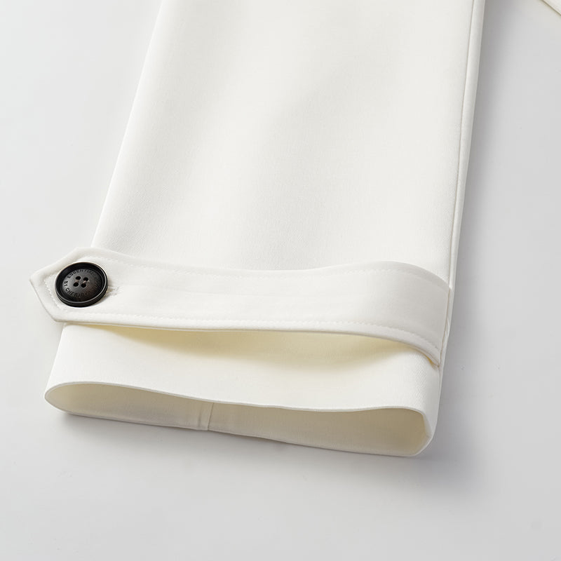 "London Everyday" Acetate Satin Long Trench Coat - White