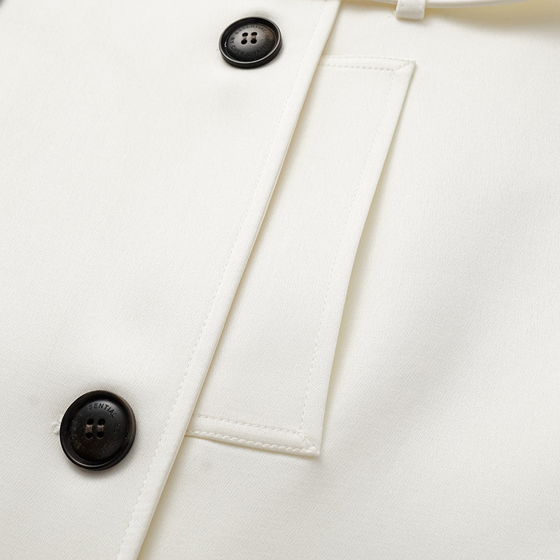 "London Everyday" Acetate Satin Long Trench Coat - White