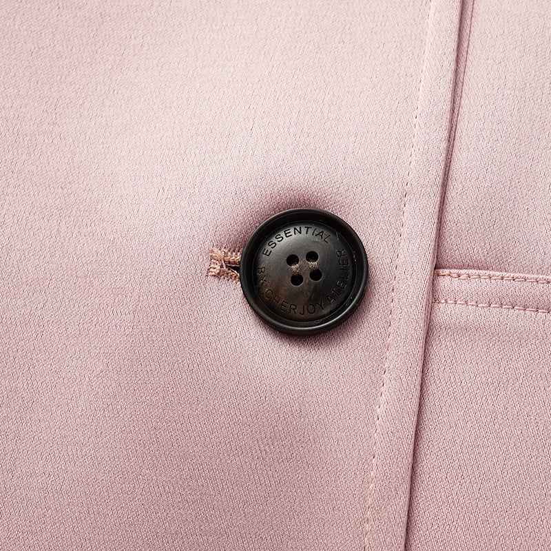 "London Everyday" Acetate Satin Long Trench Coat - Pink