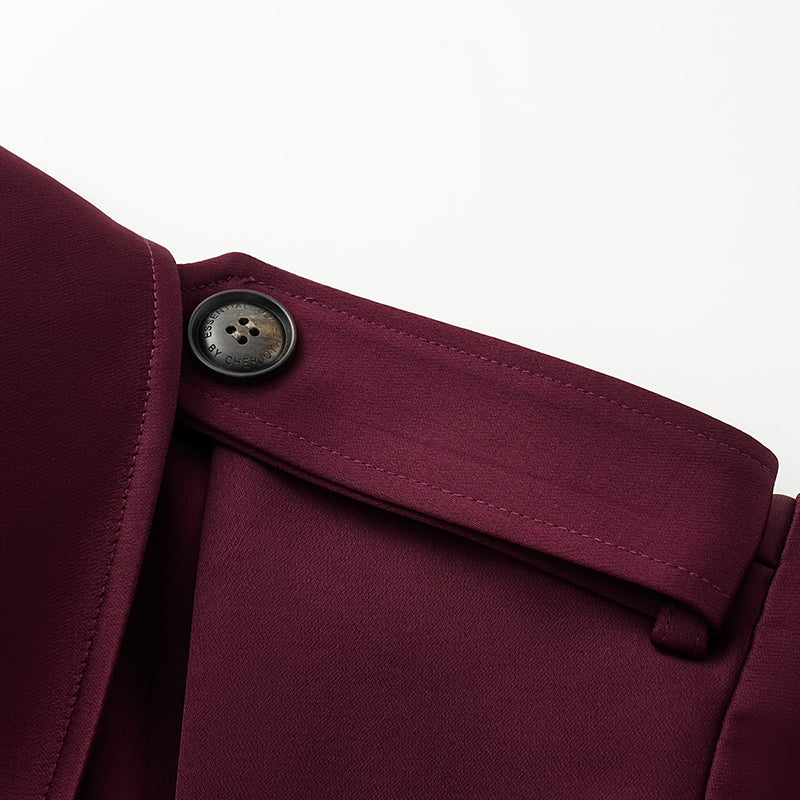 "London Everyday" Acetate Satin Long Trench Coat - Purple