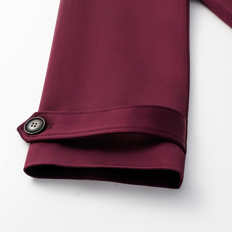 "London Everyday" Acetate Satin Long Trench Coat - Purple