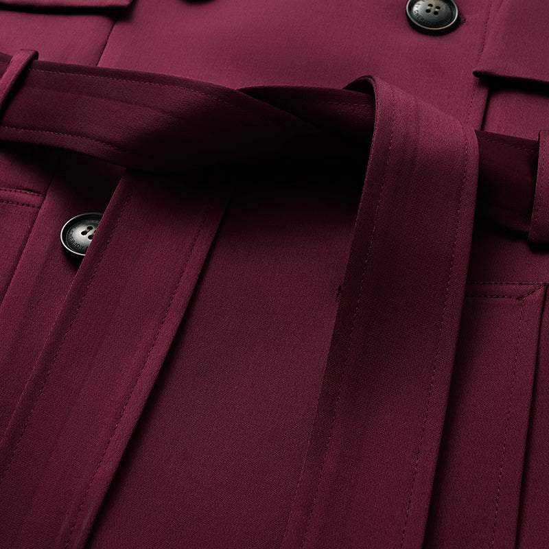 "London Everyday" Acetate Satin Long Trench Coat - Purple