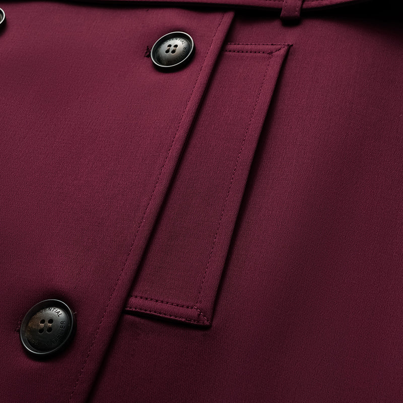 "London Everyday" Acetate Satin Long Trench Coat - Purple
