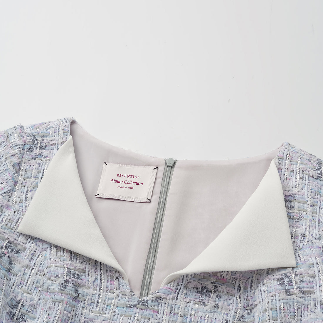 "Arcade of CherJoy Atelier." French summer light tweed three-dimensional cut drawstring dress