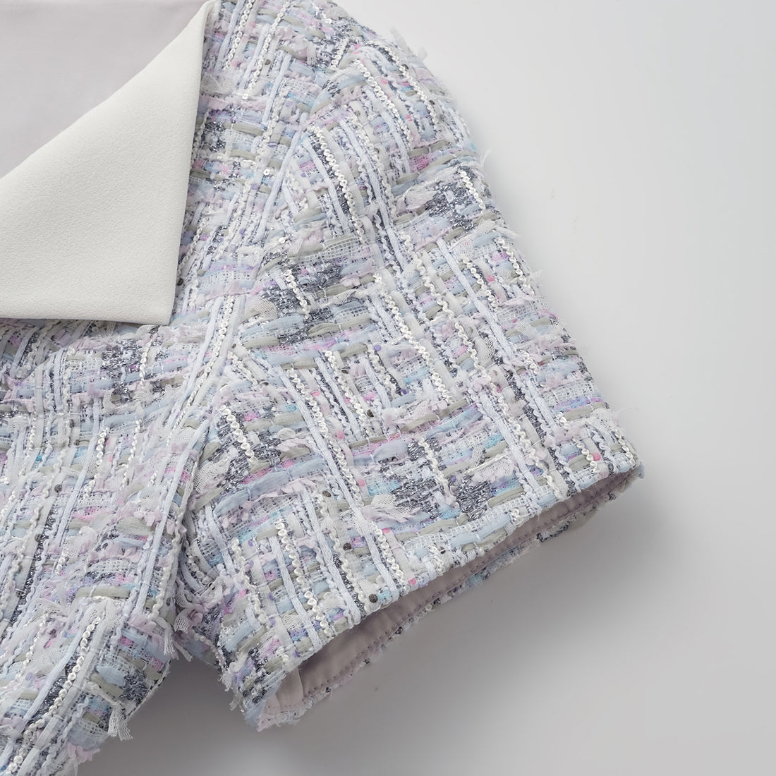 "Arcade of CherJoy Atelier." French summer light tweed three-dimensional cut drawstring dress
