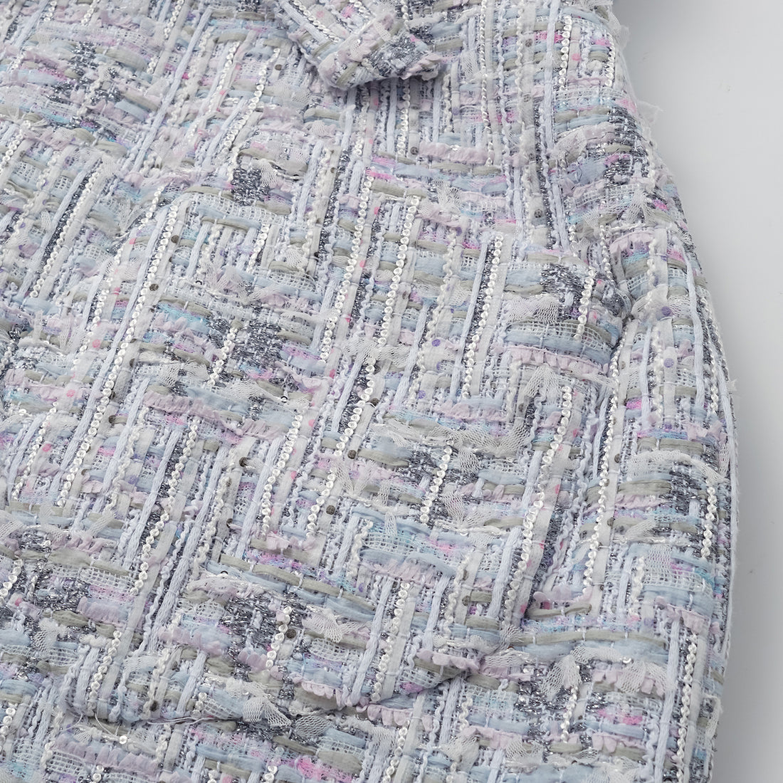 "Arcade of CherJoy Atelier." French summer light tweed three-dimensional cut drawstring dress