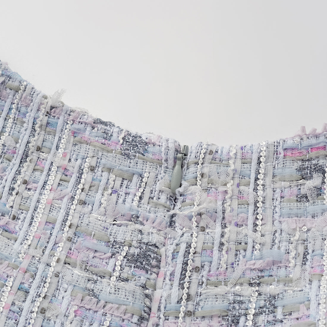 "Arcade of CherJoy Atelier." French summer light tweed three-dimensional cut drawstring dress