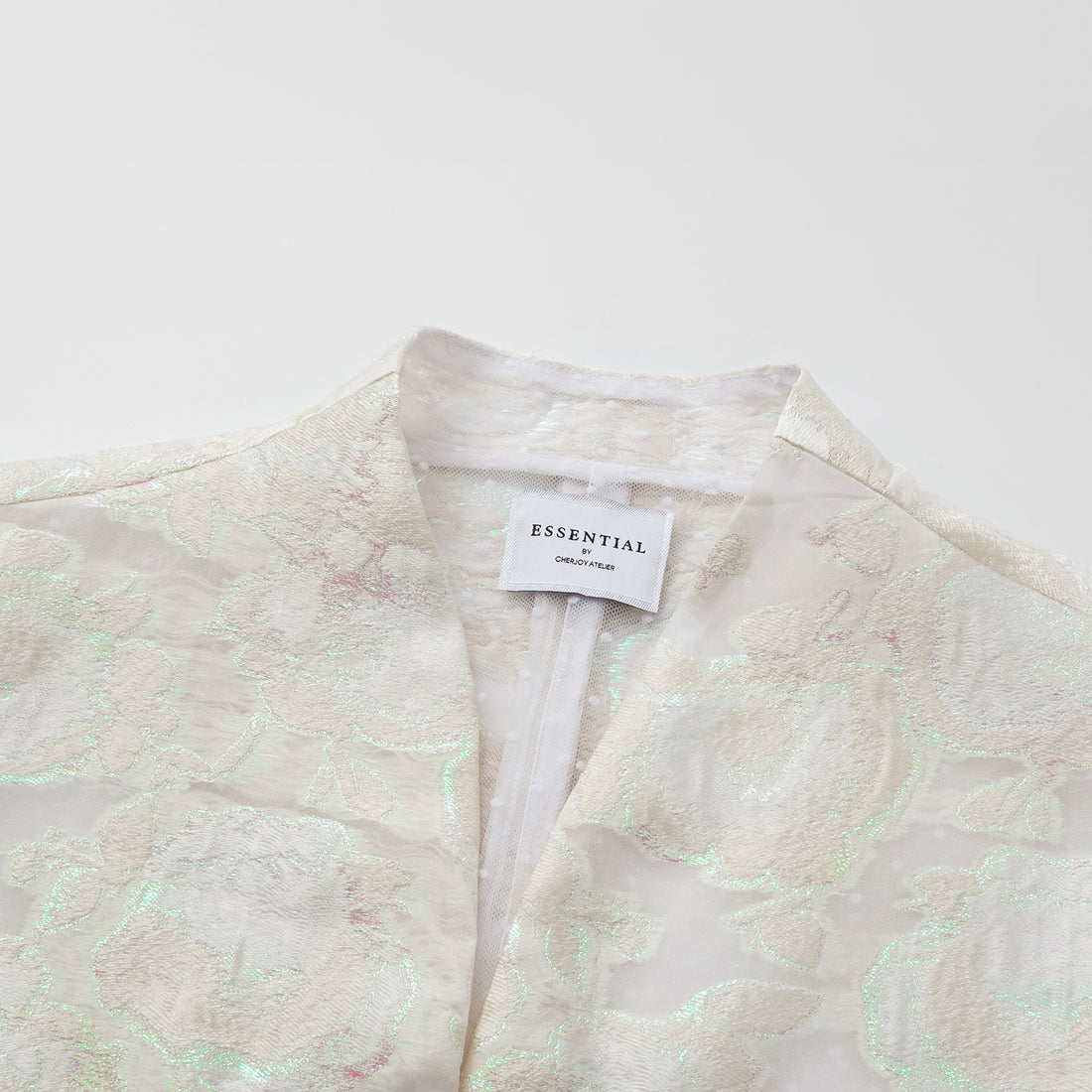 "Tea Banquet" Burning Flower Jacquard Light Chinese Style Vest - Moon Reflecting Lotus Pond