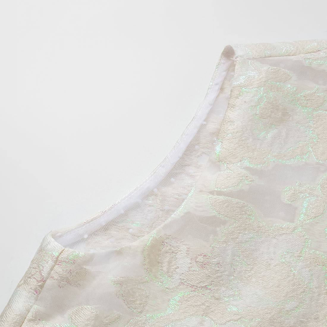 "Tea Banquet" Burning Flower Jacquard Light Chinese Style Vest - Moon Reflecting Lotus Pond