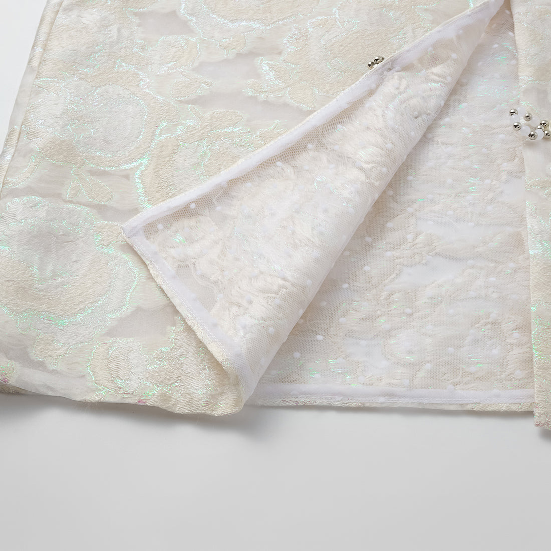 "Tea Banquet" Burning Flower Jacquard Light Chinese Style Vest - Moon Reflecting Lotus Pond