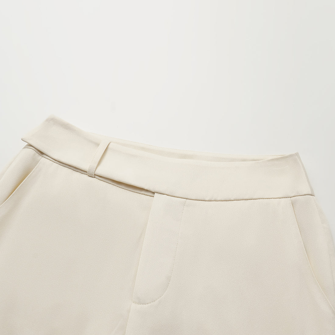 "Autumn Diary" Pearl Acetate Satin Cropped Flared Pants - Off-White